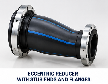 Wetpipe HDPE eccentric reducer with stub ends and steel backing flanges
